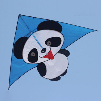 潍坊风筝熊猫炫彩彩条蝙蝠风筝儿童卡通线轮套餐 熊猫 18白轮 200米线