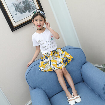 默默熊 女童洋气夏装2018新款小女孩套装洋气宝宝时髦短裙儿童韩版两