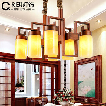 创琪 中式吊灯酒店茶楼餐厅仿古铜云石灯具 10头配8WLED玉米泡 100*36cm