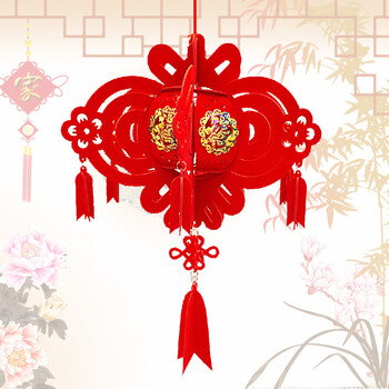 灯笼装饰品客厅节庆创意布置无纺布毛毡龙纹金大宫灯 中国结宫灯27