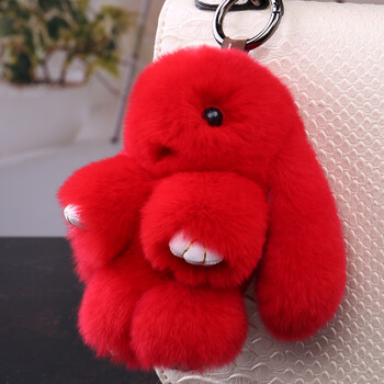 挂件挂饰仿獭兔小兔子挂件包包挂饰背包挂件萌兔子 大红色迷你版