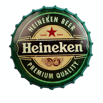 啤酒盖道具室内欧美酒吧挂件拍摄铁皮画大号洋酒个性装饰 青色 喜力