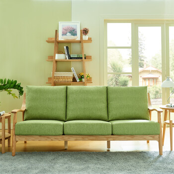 小户型客厅冬夏两用实木沙发组合新中式家具套装木质简约现代 绿色