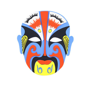 面具戏曲京剧国粹脸谱 创意新年diy表演面具手工制作材料 蓝款京剧