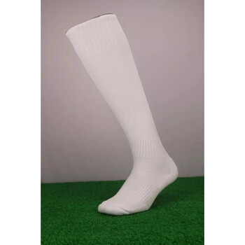 成人纯色足球长筒袜毛巾底足球袜高筒演出表演跳舞运动袜 白色