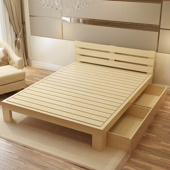 实木床单人床1.2双人床床松木床储物床1 1.2 1.