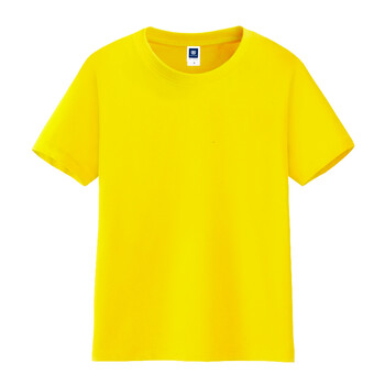 3免1 新款童装男童短袖色夏中大童男孩体恤衫圆领可印字儿童t恤 黄色
