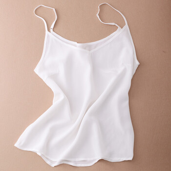 2018新款女装真丝桑蚕丝双绉领宽松打底吊带背心女短款夏薄 白色 2xl