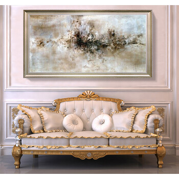 抽象纯手工油画简约现代客厅卧室样板间挂画横版装饰画sn4432 银色