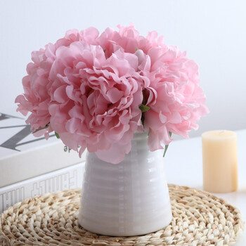仿真花套装客厅摆设装饰花绢花装饰品摆件餐桌塑料花盆栽干花 水粉色