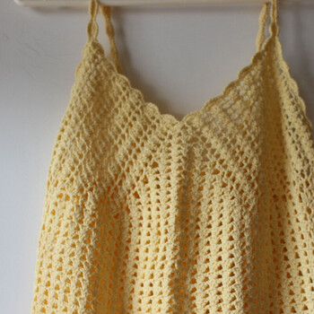 棉线手工钩花针织裹胸吊带背心 黄色 均码 图片色