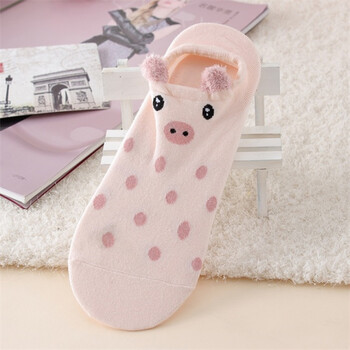 日系可爱立体卡通动物船袜夏薄款短袜韩版低帮隐形浅口袜子女 粉色猪