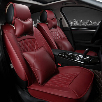 坐垫专车全包免拆洗服帖汽车用品四季通用新款座垫套 酒红色 头枕腰靠
