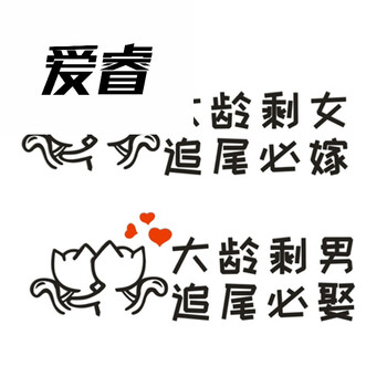大龄剩女 大龄剩男 追尾必嫁必取个性搞笑汽车贴纸 搞怪车贴 剩女