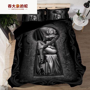 吞大象的蛇*欧美人物三件套3d印染被套 305 梦露6 1.8m(6英尺)床单式