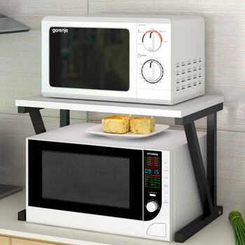 微波炉架简约双层置物架子2层收纳架烤箱储物简易落地架厨房用品 白色