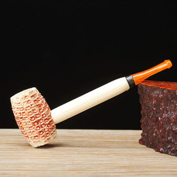 倾阑 玉米烟斗 直柄玉米芯直式烟斗直嘴新手玉米斗待客斗尝草斗 短嘴