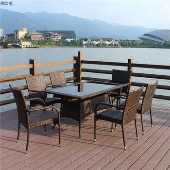 户外藤椅三五件套仿藤桌椅休闲阳台桌椅 室外阳台藤编椅子家具 6把