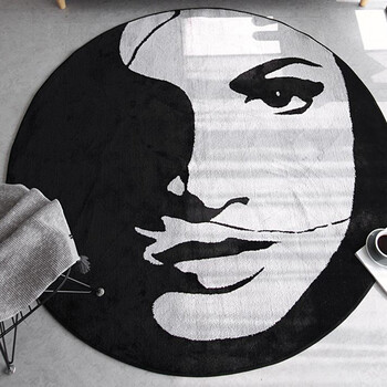潮流个性黑白骷髅头圆形地毯吊篮吊椅地垫卧室床边地毯定制 半面人