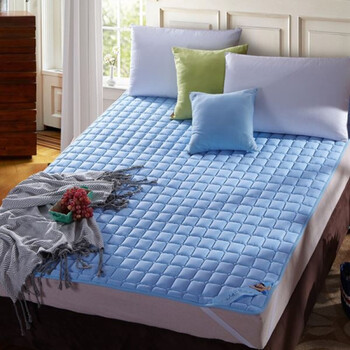 精品可水洗全棉花床垫床褥薄款折叠软垫被双人1.5m1.8米1.2经 蓝天 1.