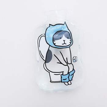 可爱卡通pvc透明暖水袋创意灌水冲水暖宝 暖宫暖手热水袋 马桶猫