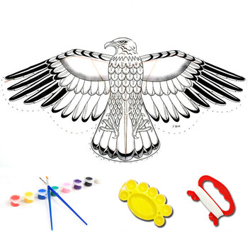 制作绘画传统竹条纸风筝创意自制涂鸦画儿童小学生 一体老鹰 50m 颜料
