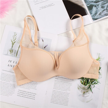 新款欧美简约无钢圈文胸性感无痕聚拢内衣舒适棉质款透气厚薄 肉色