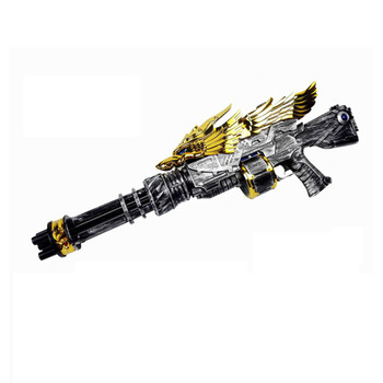 儿童玩具枪电动连发加特林水弹枪黄金战鹰步枪自动发光机枪枪 古铜色