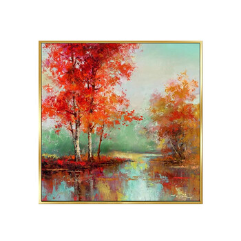 蜂巢艺术 客厅装饰画红树林枫叶抽象风景油画卧室餐厅挂画正方形美式