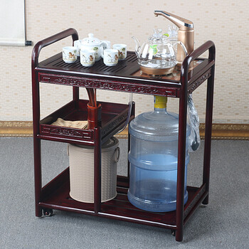 小茶车茶几移动带轮茶台功夫泡茶桌实茶水架 酸枝色茶车(不含的电器)