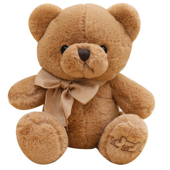 泰迪小熊公仔抱抱熊毛绒玩具小号布娃娃玩偶生日礼物 棕色20厘米