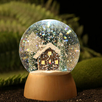 创意浪漫发光雪花玻璃球送老婆女友闺蜜生日礼物白色情人节礼品 天空