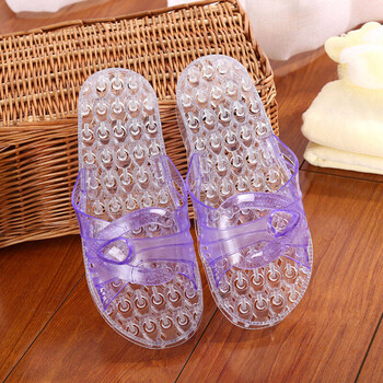 拖鞋情侣家居按摩防滑厚底塑料凉拖男女字母水晶凉拖女夏室内 614紫色