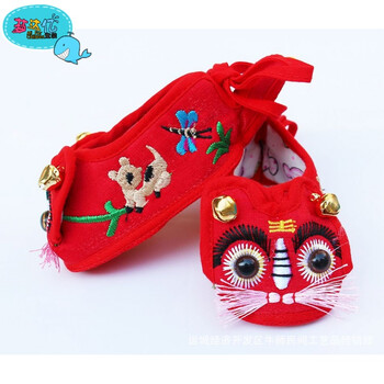 美伦可儿宝宝猫头鞋刺绣铃铛猫头鞋男女宝宝夏季学步鞋软底鞋 红色 15