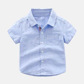 童装2018夏装新款儿童衬衫纯棉男中小童短袖翻领衬衣男儿童韩版卡通