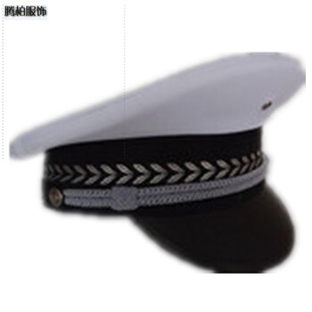 警察帽子交警帽表演演出道具警官帽子六一儿童幼儿园 男警-白色(无