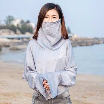 etgaz 夏天长袖套女开车骑车防晒衣夏季防紫外线长袖披肩口罩一体遮阳
