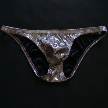 男士性感小三角裤亮光低腰透明男式内裤丁字裤紧身诱惑炫lbb 银色