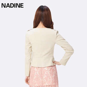 
                                        Nadine小外套女秋季韩版小西装大码修身显瘦OL职业装女 咖啡白 M                