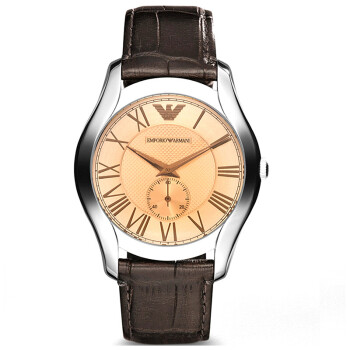 阿玛尼（Emporio Armani)手表 皮质表带男士经典时尚休闲石英腕表 AR1704