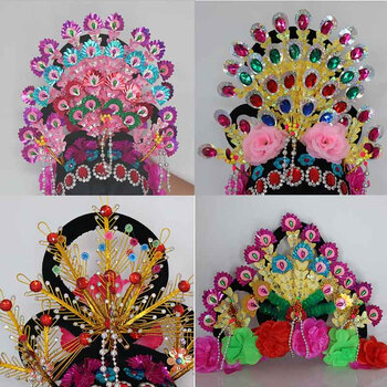 扭秧歌头花二人转头饰戏剧戏曲古装小姐花旦假发跳舞头饰 高端精品款