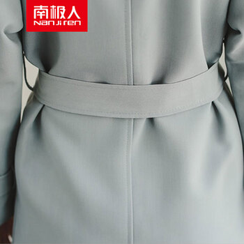 南极人韩版2015秋季新款时尚百搭修身显瘦长袖翻领风衣 黑色 XXL