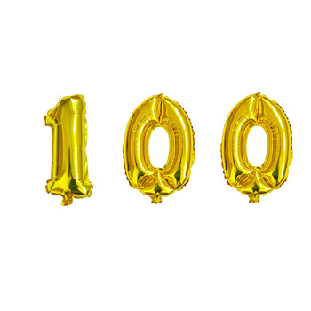 百露100天百岁生日派对装饰布置酒店宴会装扮拉旗 16寸亮金色100数字