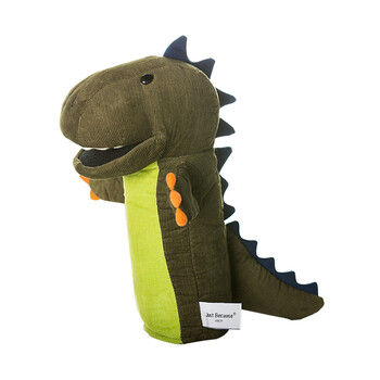 Justbecause毛绒玩具恐龙动物手偶娃娃嘴巴能动早教演讲道具不掉毛新年礼物 军绿色霸X龙手偶 高度：约28厘米