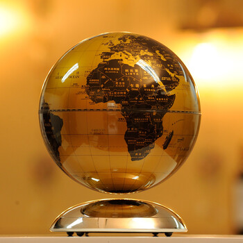 磁悬浮地球仪自转6寸8寸办公室桌摆件创意工艺品礼品 8寸双语言金色