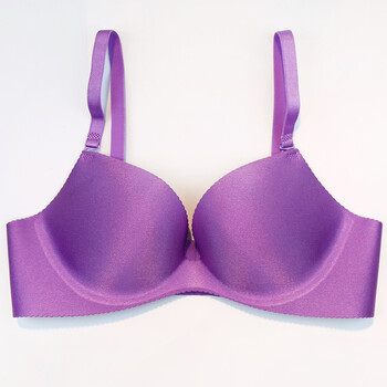 调整深v收副乳内衣一片式小胸加厚无痕聚拢文胸有薄款 珠光紫色薄 75c