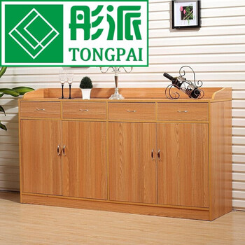 黄柚木餐边柜碗柜大容量储物柜茶水柜简约现代备餐柜四门柜子df 黄