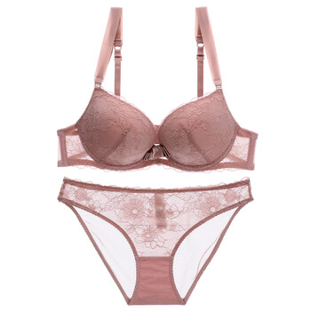 六只兔子内衣套装女士薄款性感聚拢文胸镂空透明透气内衣舒适胸罩