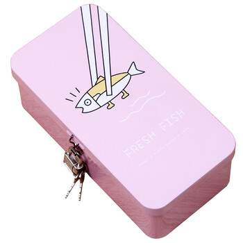 文具盒带锁 长方形笔盒双层大容量儿童铅笔盒星空铁盒子文具盒女学生