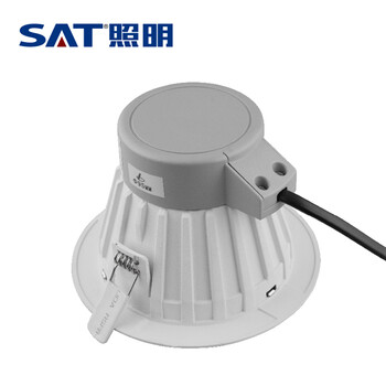 SAT照明活之彩系列一体化压铸LED筒灯过道办公室学校商场基础照明 开孔9cm 6W平面 哑白 3000K暖黄光
